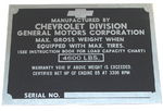 1950 1/2 TON IDENTIFICATION PLATE-CHEVY