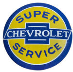 Chevrolet Parts -  15" DOMED METAL SIGN - SUPER CHEVY SERVICE